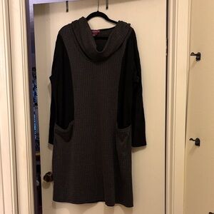 Black and Gray Hooded Dress
